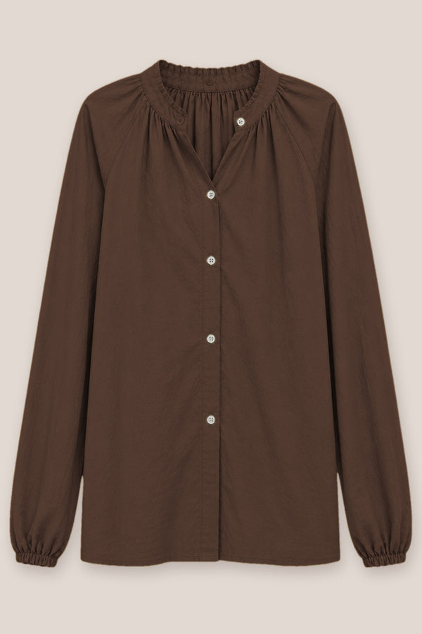 Chemise Arta unie chocolat à plat