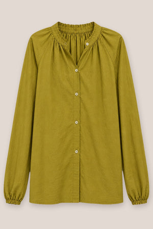 Chemise Arta unie moutarde à plat