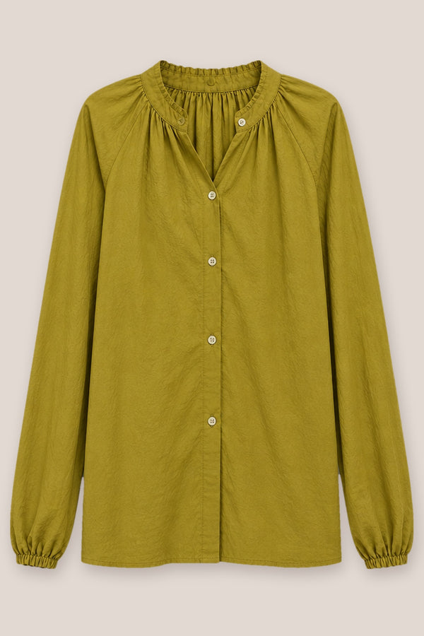 Chemise Arta unie moutarde à plat