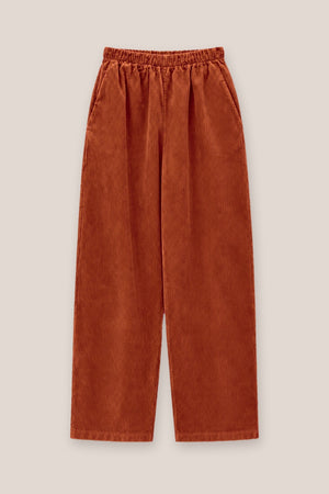 Pantalon velours côtelé brique à plat