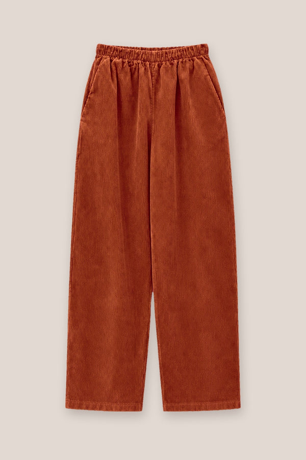 Pantalon velours côtelé brique à plat