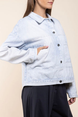 Veste Egoda Denim Print Elemente Clemente délavé 3/4