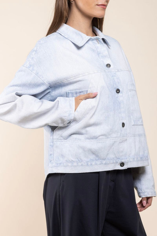 Veste Egoda Denim Print Elemente Clemente délavé 3/4