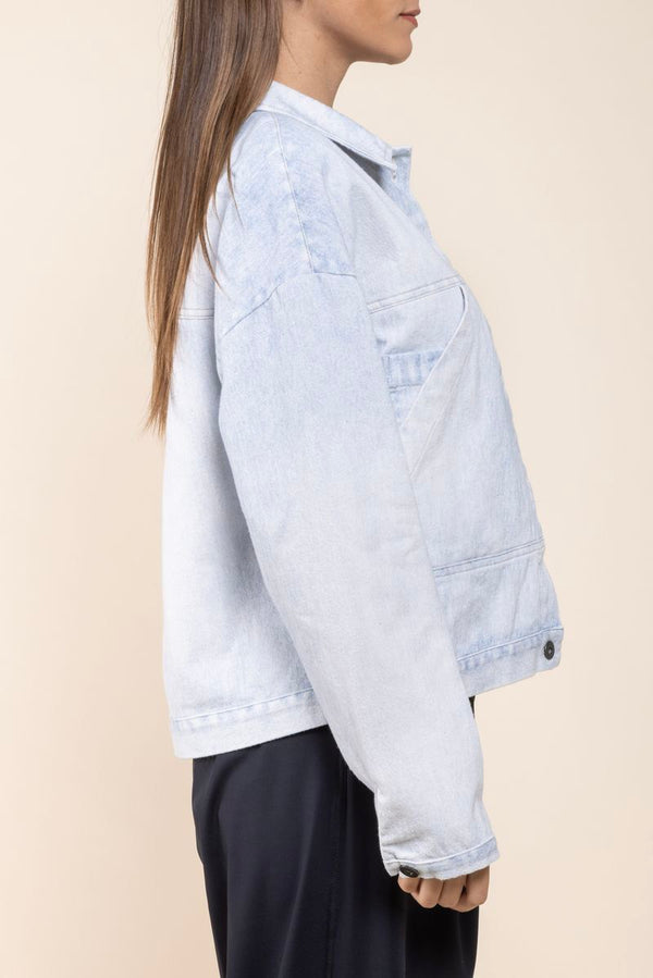 Veste Egoda Denim Print Elemente Clemente délavé côté