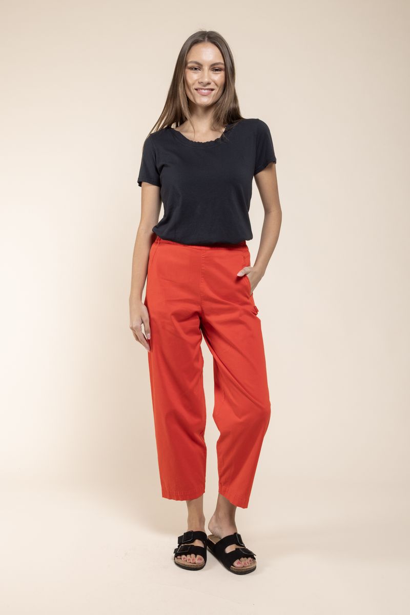 Pantalon Sipa Satin Tencel rouge