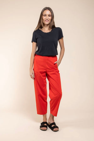 Pantalon Sipa Satin Tencel rouge