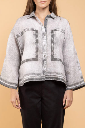 Chemise Tege Denim Print gris face