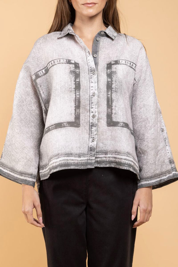 Chemise Tege Denim Print gris face