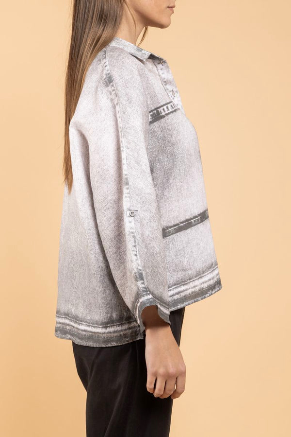 Chemise Tege Denim Print gris côté
