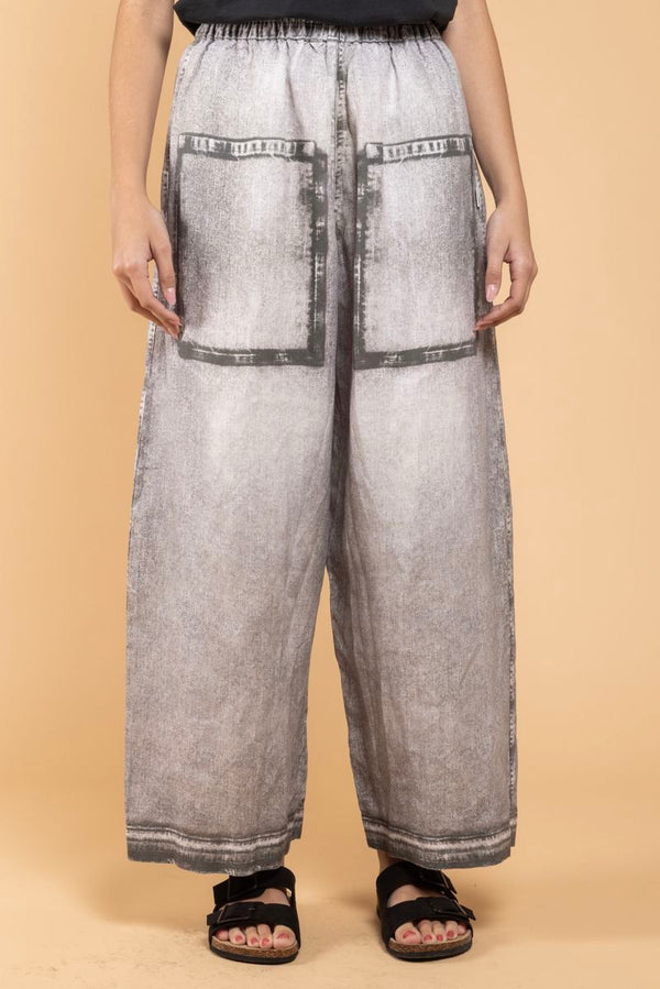 Pantalon Mali Denim Print gris face