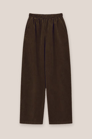 Pantalon velours côtelé chocolat à plat