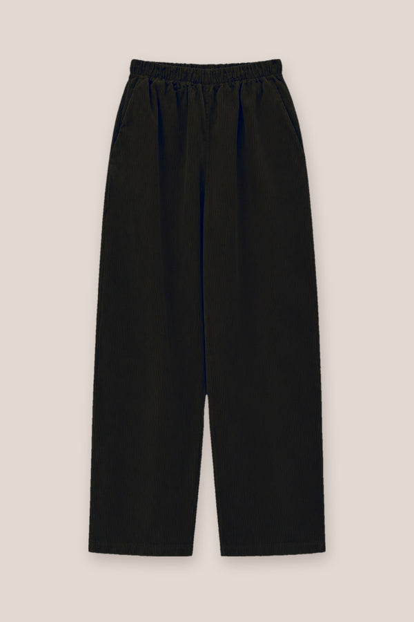 Pantalon velours côtelé noir à plat