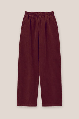 Pantalon velours côtelé bordeaux à plat