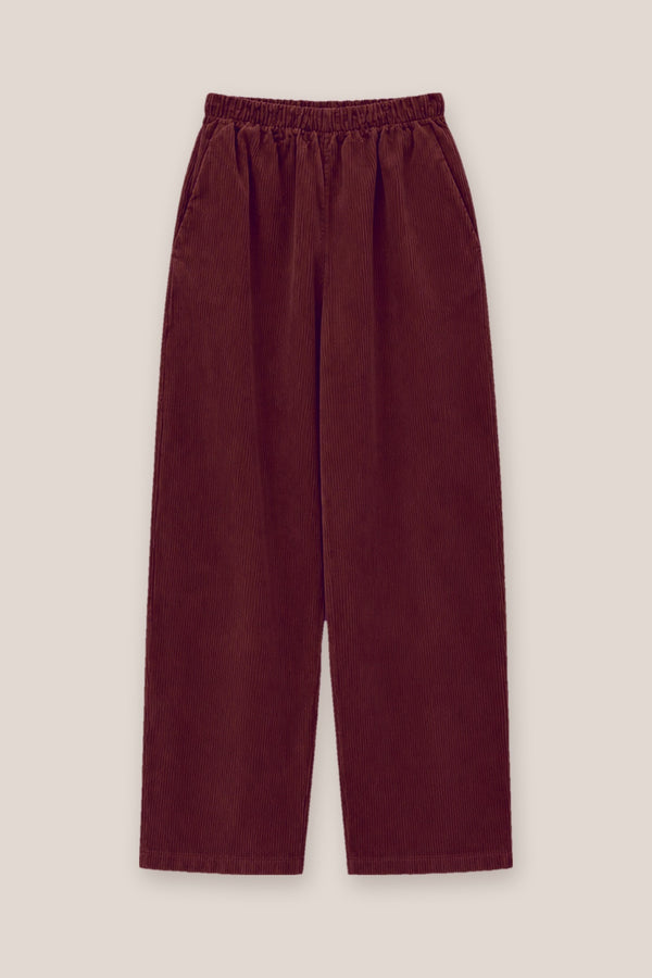 Pantalon velours côtelé bordeaux à plat