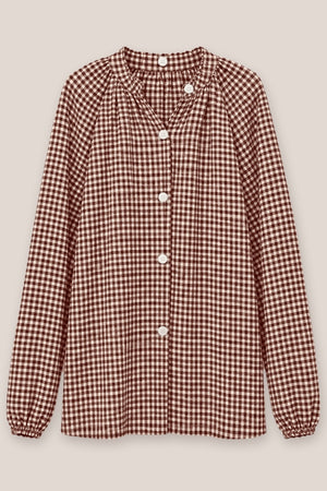 Chemise Arta Petits Carreaux vichy coton brique La Sélection Stocks du Marais, vue à plat