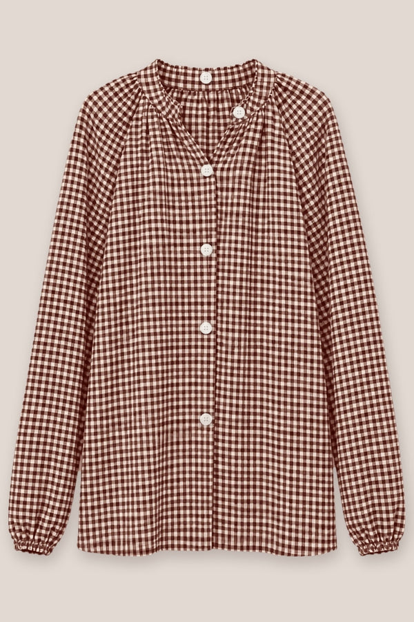 Chemise Arta Petits Carreaux vichy coton brique La Sélection Stocks du Marais, vue à plat