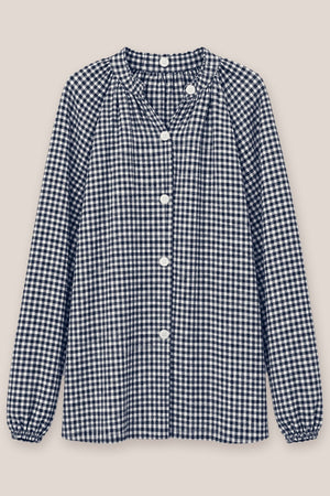 Chemise Arta Petits Carreaux vichy coton marine La Sélection Stocks du Marais, vue à plat