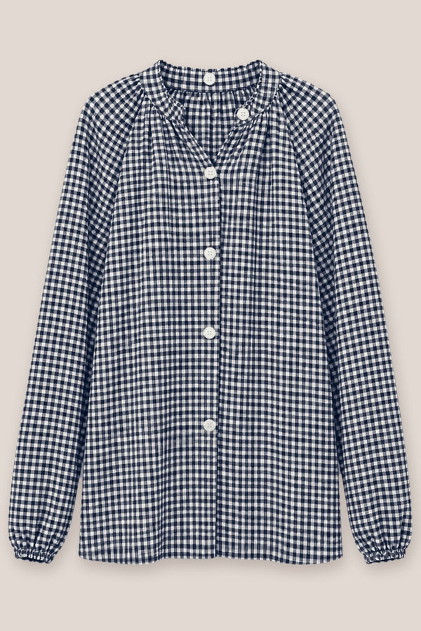 Chemise Arta Petits Carreaux vichy coton marine La Sélection Stocks du Marais, vue à plat