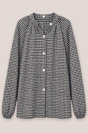 Chemise Arta Petits Carreaux vichy coton noir La Sélection Stocks du Marais, vue à plat