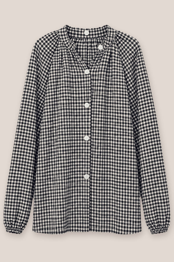 Chemise Arta Petits Carreaux vichy coton noir La Sélection Stocks du Marais, vue à plat