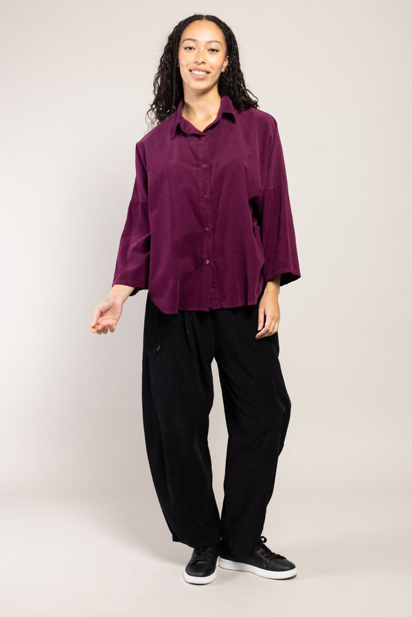 Chemise Ulka Velours La Sélection Stocks du Marais — coloris Prune (vue 6)