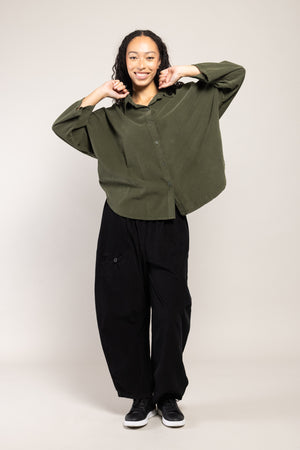 Chemise Ulka Velours La Sélection Stocks du Marais — coloris Khaki (vue 8)