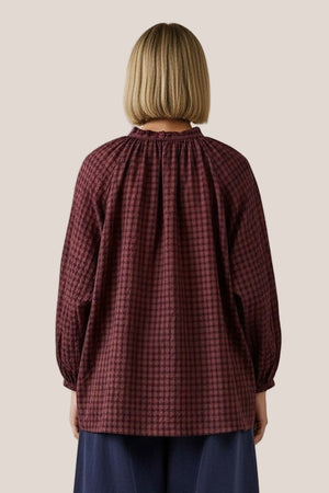 Chemise Arta Mini Carreaux La Sélection Stocks du Marais — coloris Aubergine, vue dos