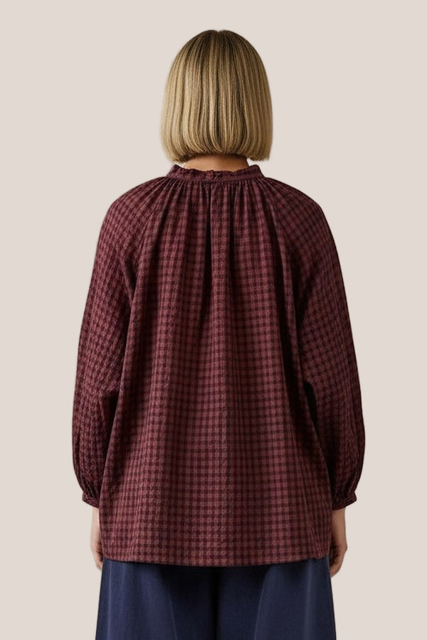 Chemise Arta Mini Carreaux La Sélection Stocks du Marais — coloris Aubergine, vue dos