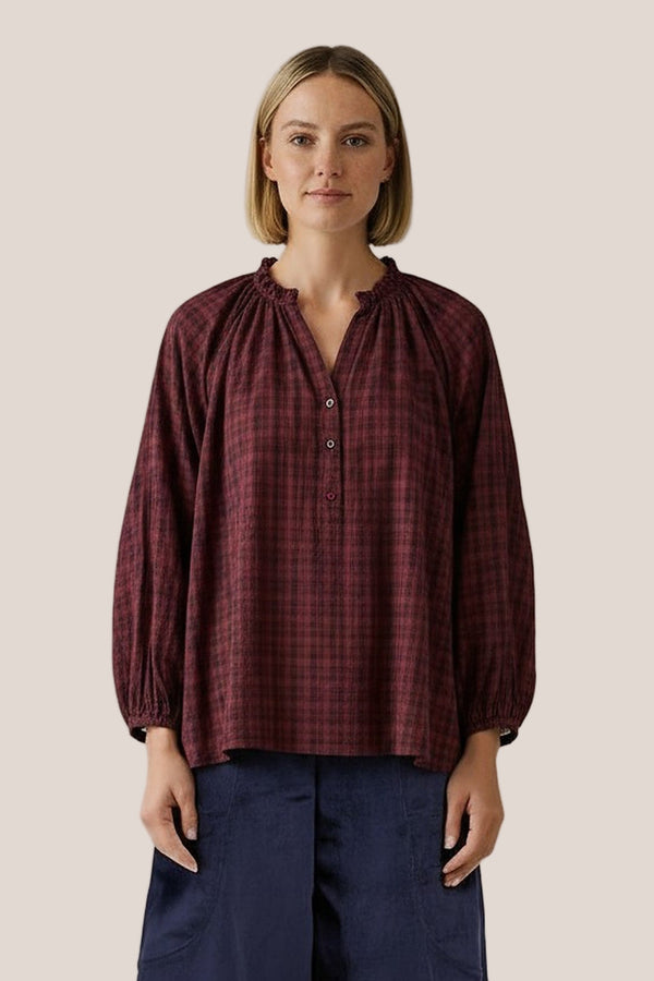 Chemise Arta Mini Carreaux La Sélection Stocks du Marais — coloris Aubergine, vue face