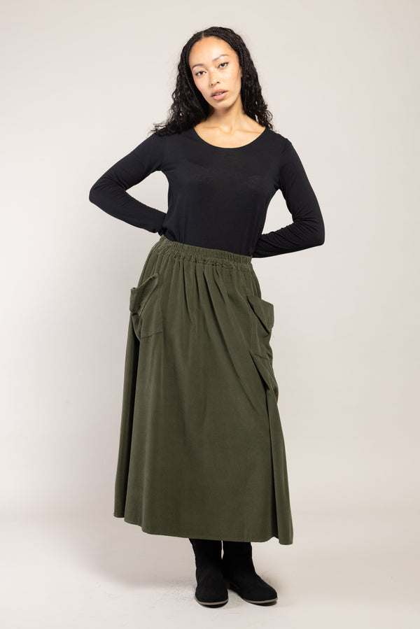 Jupe Vada Velours La Sélection Stocks du Marais — coloris Khaki (vue 8)