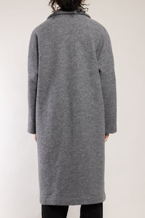 Manteau Narva laine bouclette granit Elemente Clemente, vue de dos forme légèrement boule
