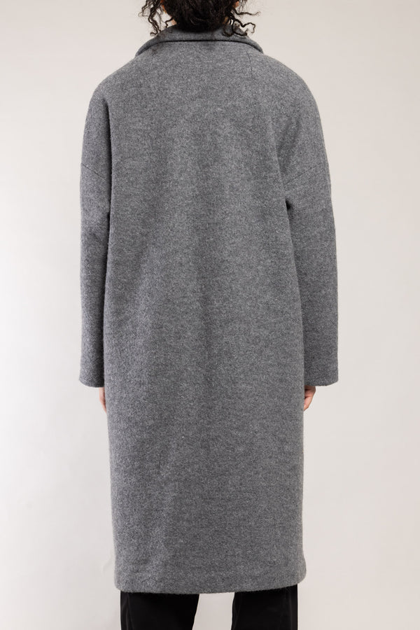 Manteau Narva laine bouclette granit Elemente Clemente, vue de dos forme légèrement boule