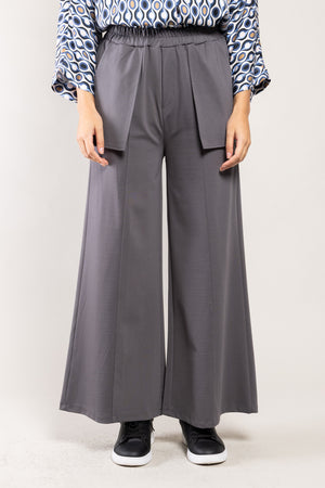 Pantalon Balina Milano anthracite a.osher, jambes flare et grandes poches plaquées, vue de face