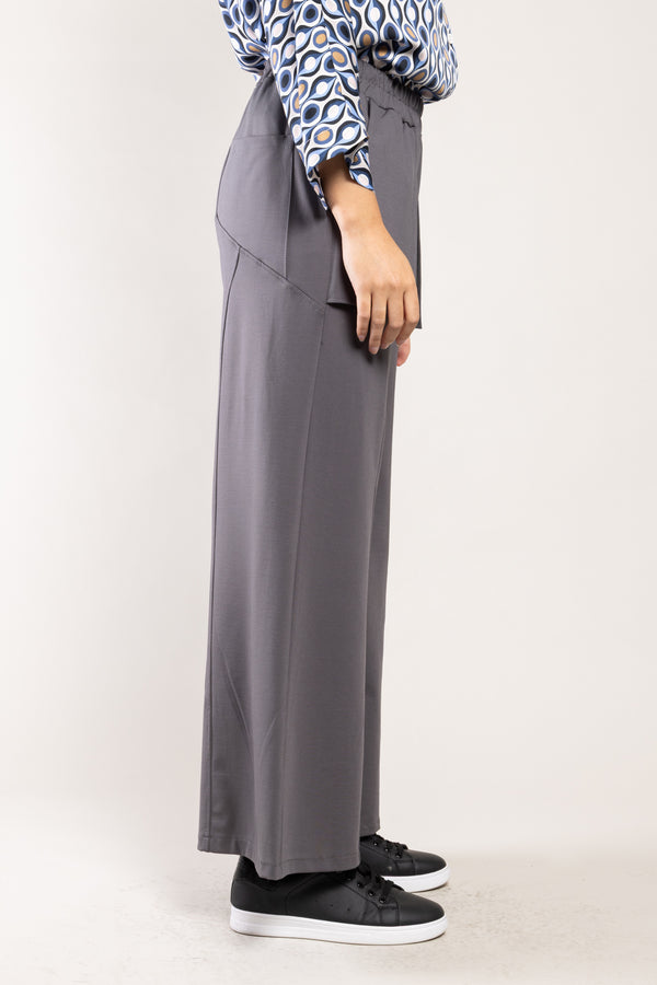 Pantalon Balina Milano anthracite a.osher, vue de profil jambe très évasée