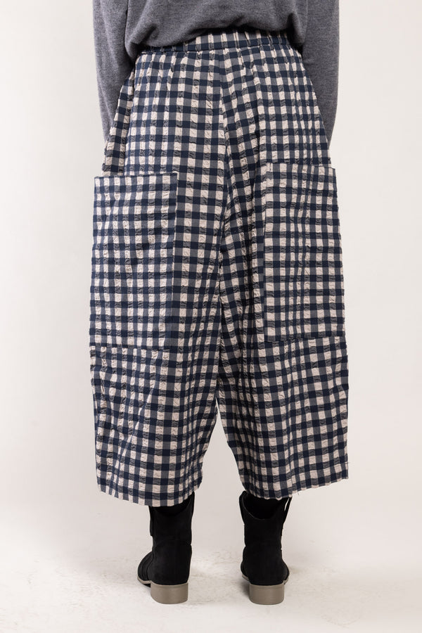 Pantalon Capsy vichy crinkle marine a.osher, vue de dos carreau vichy