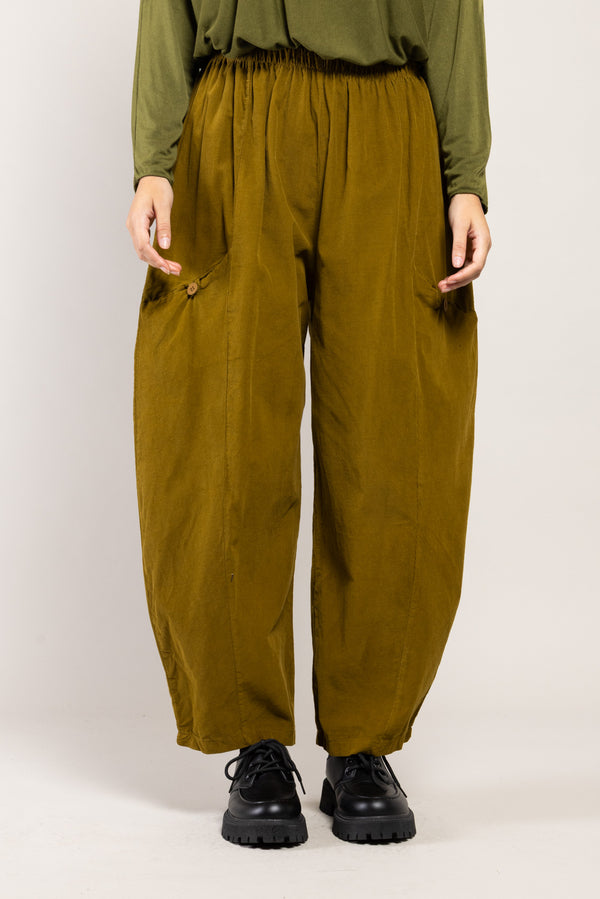 Pantalon Mazin Velours La Sélection Stocks du Marais — coloris Kiwi (vue 2)