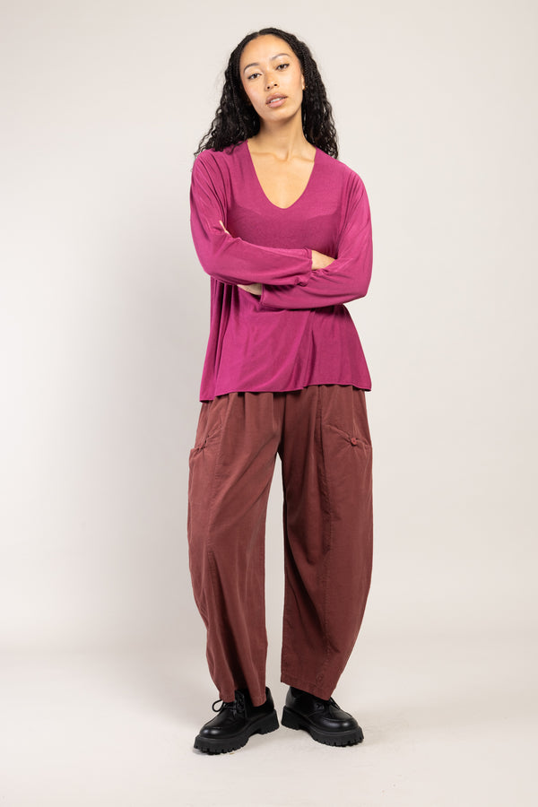 Pantalon Mazin Velours La Sélection Stocks du Marais — coloris Bordeaux (vue 8)