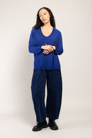 Pantalon Mazin Velours La Sélection Stocks du Marais — coloris Bleu (vue 9)