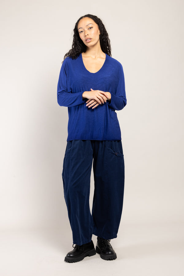 Pantalon Mazin Velours La Sélection Stocks du Marais — coloris Bleu (vue 9)