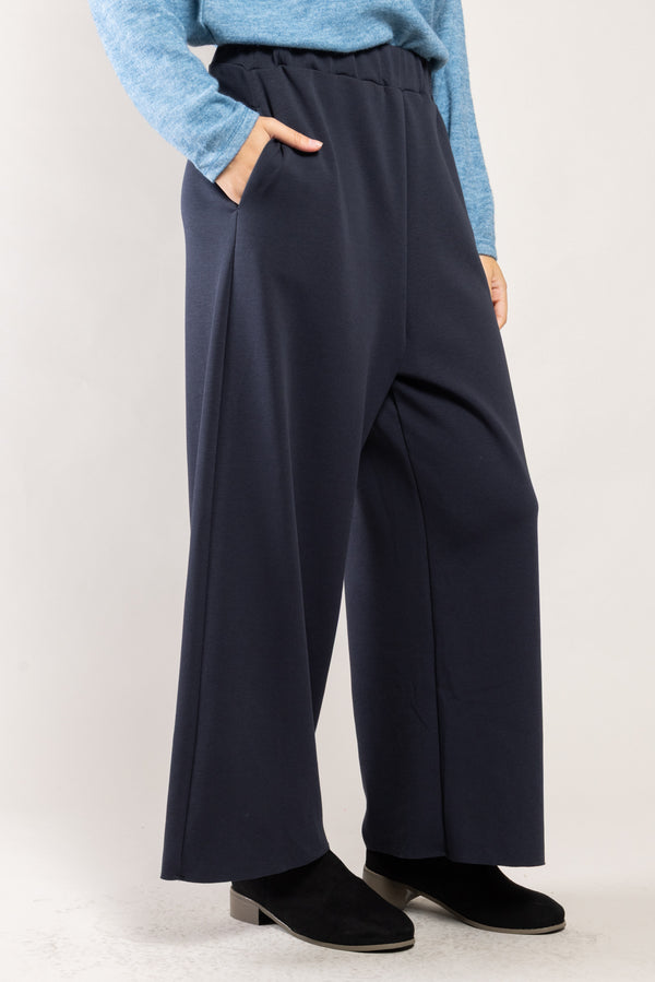 Pantalon Ponny Milano marine a.osher, poches côtés et taille élastiquée