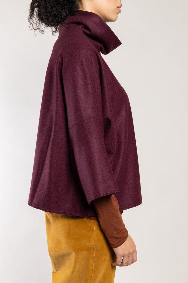 Top Dari laine écoresponsable grenat Elemente Clemente, vue de profil coupe ample