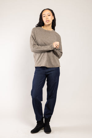 Top Nessy maille chinée taupe grège a.osher, coupe droite