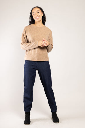 Top Nessy maille chinée camel a.osher, col rond