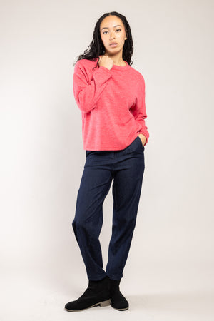 Top Nessy maille chinée rouge corail a.osher, col rond