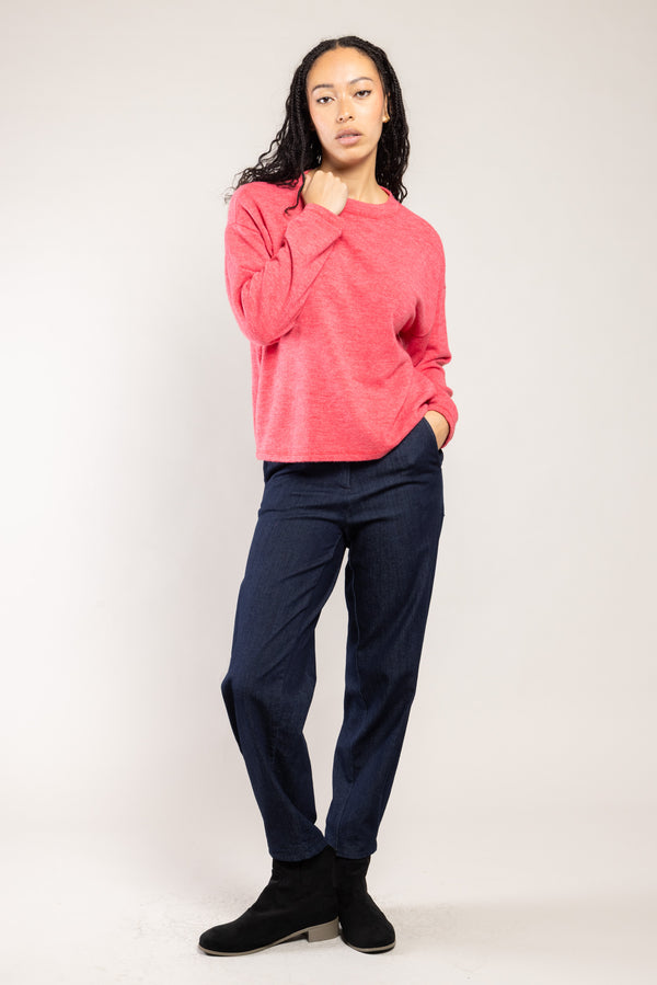 Top Nessy maille chinée rouge corail a.osher, col rond