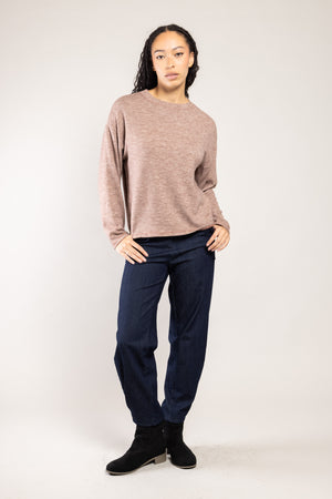Top Nessy maille chinée taupe rosé a.osher, aspect chiné