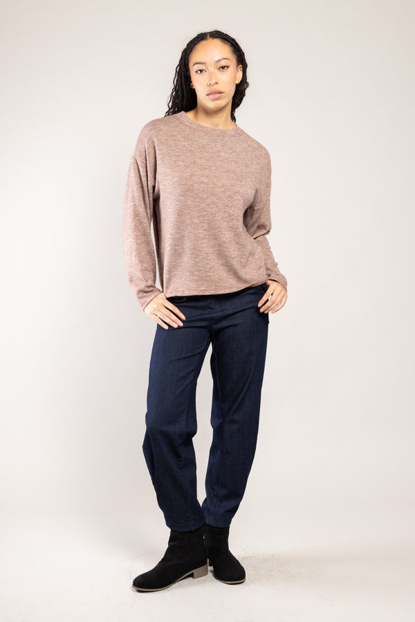 Top Nessy maille chinée taupe rosé a.osher, aspect chiné