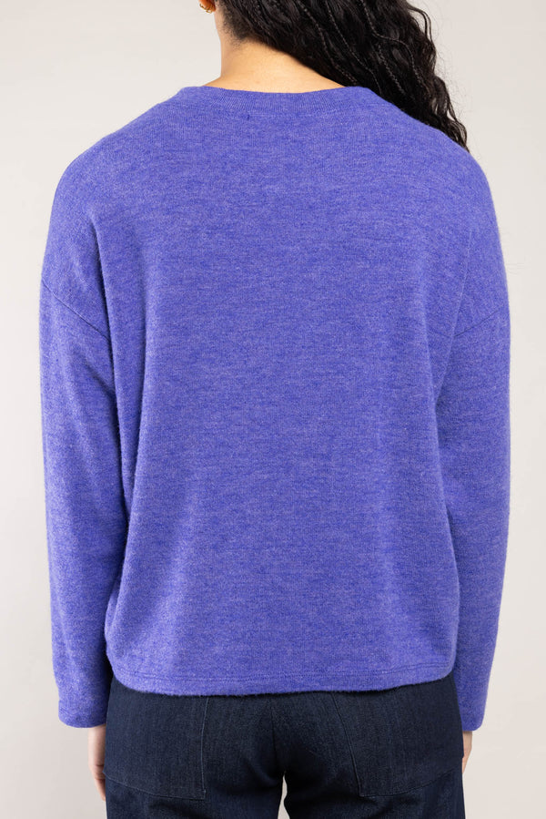 Top Nessy maille chinée violet a.osher, vue de dos coupe droite