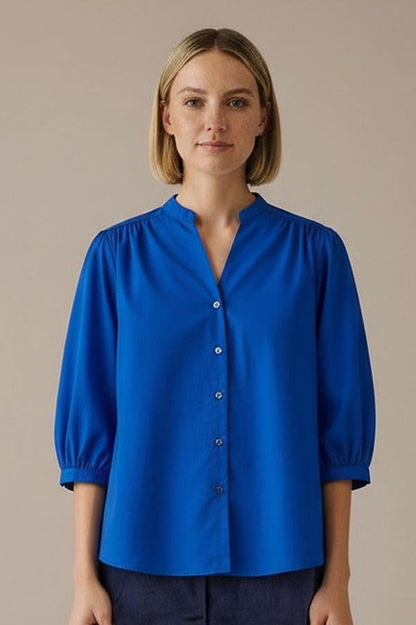 Chemise Dina Popeline La Sélection Stocks du Marais — chemise femme en popeline de coton bleu roi (vue face)