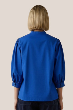 Chemise Dina Popeline La Sélection Stocks du Marais — chemise femme en popeline de coton bleu roi (vue dos)